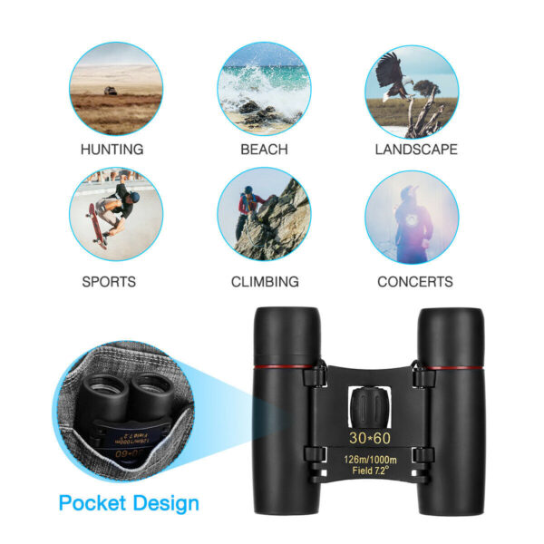 Binoculars 30x60 Zoom Travel Compact Folding Telescope Hunting Day - Image 8