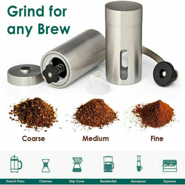 Hand Crank Pepper Conical Burr Grinder Coffee Beans Mill Muller Stainless Steel - Image 7