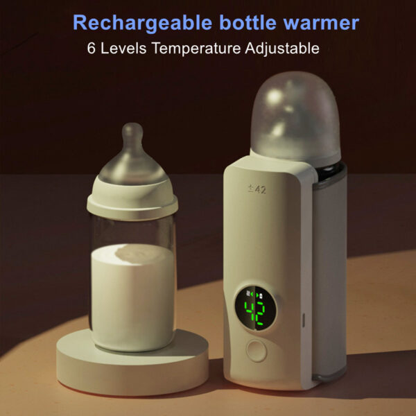 Portable Wireless Rechargeable Baby Heating Temperature Milk Warmer Bottle - Image 3